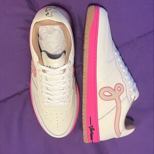 Stylish White and Pink Mens Sneakers - John Geiger